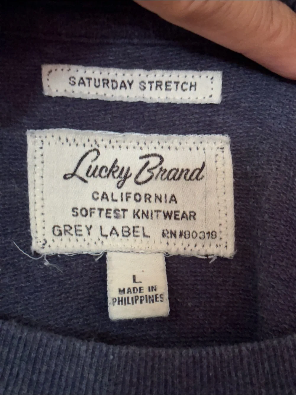 Lucky Brand Men's Navy Long-Sleeve Pocket Crew Sweatshirt